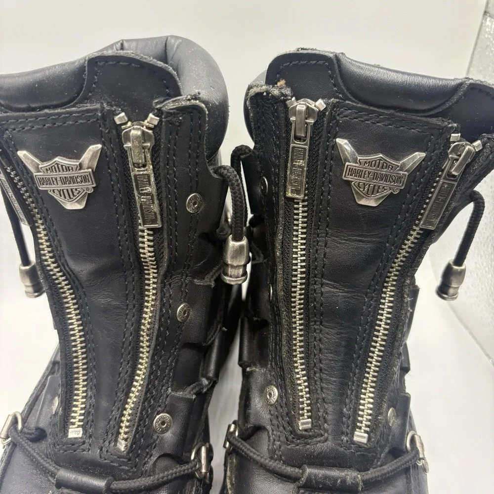 Harley Davidson Mens Boots Size 6.5 #91680 Black Leather Zipper